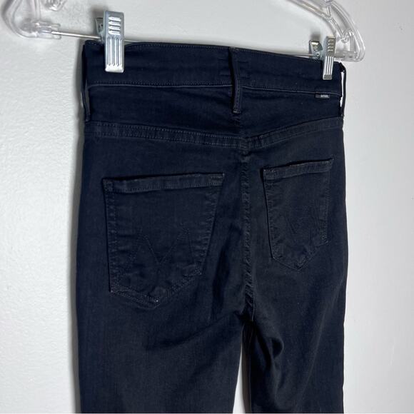 Mother The Mid Rise Dazzler Ankle Step Fray Jeans Denim in Not Guilty Black 24 - Picture 5 of 9